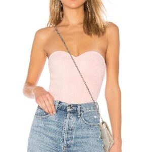 Carla Faux Suede Strapless Bodysuit in Blush